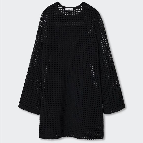 Mango Openwork Cotton Blend Dress - Picture 7 of 9